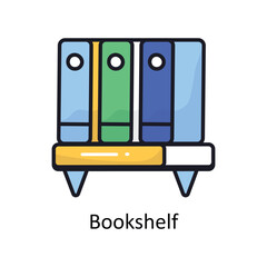 Bookshelf vector filled outline doodle Design illustration. Symbol on White background EPS 10 File