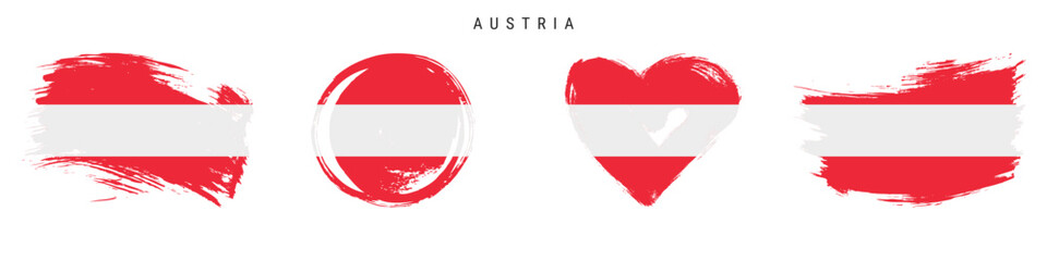Austria hand drawn grunge style flag icon set. Free brush stroke flat vector illustration isolated on white