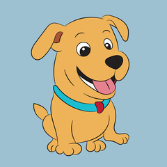 dog happy and funny character cute vector drawing 