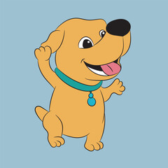 dog happy and funny character cute vector drawing 