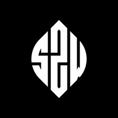 Obraz premium SZW letter logo design with polygon shape. SZW polygon and cube shape logo design. SZW hexagon vector logo template white and black colors. SZW monogram, business and real estate logo.