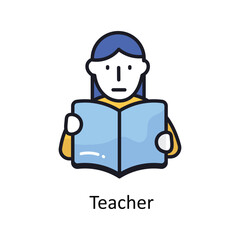 Teacher vector filled outline doodle Design illustration. Symbol on White background EPS 10 File