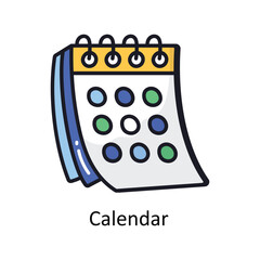 Calendar vector filled outline doodle Design illustration. Symbol on White background EPS 10 File