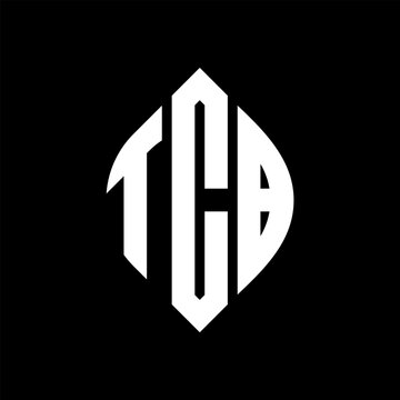 TCB circle letter logo design with circle and ellipse shape. TCB ellipse letters with typographic style. The three initials form a circle logo. TCB circle emblem abstract monogram letter mark vector.