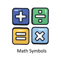 Math symbols vector filled outline doodle Design illustration. Symbol on White background EPS 10 File
