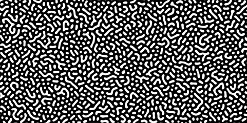 Abstract Turing organic wallpaper with background. Turing reaction diffusion monochrome seamless pattern with chaotic motion. Natural seamless line pattern. Linear design with biological shapes.