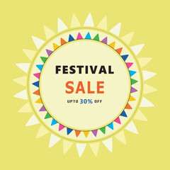 Big Festive Sale Advertisement Template for all Indian festivals, discounts Upto 30% Off banner, Illustration of Festival Sale and promotion banner