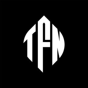 TFN circle letter logo design with circle and ellipse shape. TFN ellipse letters with typographic style. The three initials form a circle logo. TFN circle emblem abstract monogram letter mark vector.