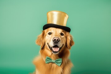 Cute saint patricks day dog with an elegant hat. Generative AI