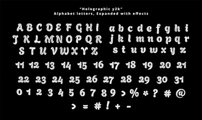 Holographic y2k alphabet letters, holo vector letter for y2k design