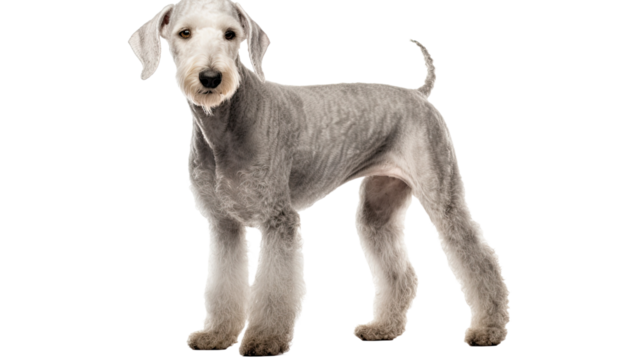 Bedlington Terrier dog isolated on a transparent background