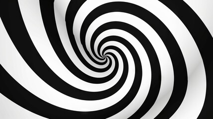 Hypnotic Spiral Tunnel with Black and White Lines AI Generated