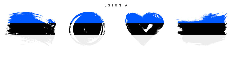 Estonia hand drawn grunge style flag icon set. Free brush stroke flat vector illustration isolated on white
