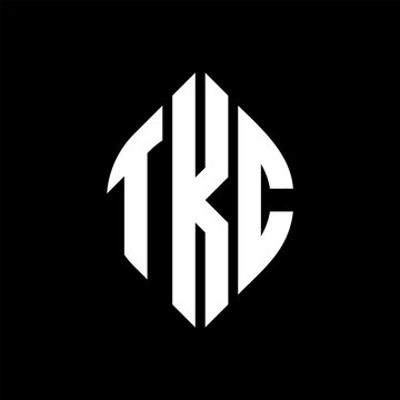 TKC circle letter logo design with circle and ellipse shape. TKC ellipse letters with typographic style. The three initials form a circle logo. TKC circle emblem abstract monogram letter mark vector.
