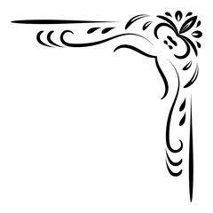 Corner and frame filigree with retro style. Swirls divider ornament. Vintage symbol vector illustration. Element design calligraphy. Decoration for frame, greeting card, invitation, menu, certificate.