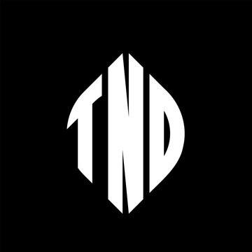 TND circle letter logo design with circle and ellipse shape. TND ellipse letters with typographic style. The three initials form a circle logo. TND circle emblem abstract monogram letter mark vector.