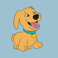 dog happy and funny character cute vector drawing 