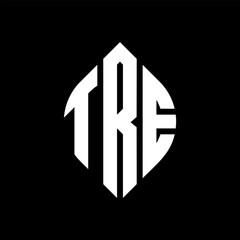 Obraz premium TRE circle letter logo design with circle and ellipse shape. TRE ellipse letters with typographic style. The three initials form a circle logo. TRE circle emblem abstract monogram letter mark vector.