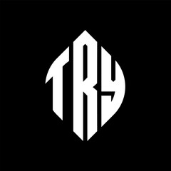 TRY circle letter logo design with circle and ellipse shape. TRY ellipse letters with typographic style. The three initials form a circle logo. TRY circle emblem abstract monogram letter mark vector.