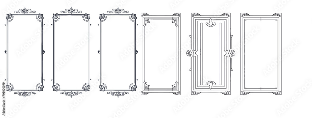 Poster set of simple line frames with double stroke.