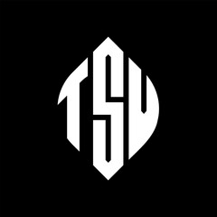 TSV circle letter logo design with circle and ellipse shape. TSV ellipse letters with typographic style. The three initials form a circle logo. TSV circle emblem abstract monogram letter mark vector.