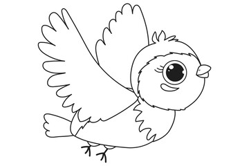 A bird is flying coloring book. Vector illustration, coloring book for children. Doodle background. cartoon characters