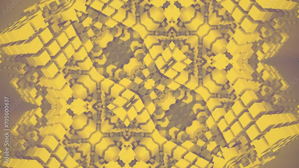 Leinwandbilder Abstract loop animation of a yellow and purple geometric pattern. 3d rendering