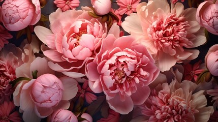 Beautiful Peonies: Abstract Floral Design for Prints, Postcards, or Wallpaper AI Generated
