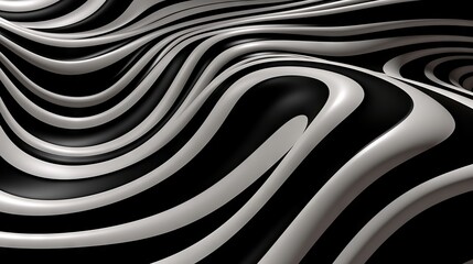 Abstract Black and White Mobius Wave Stripe Optical Design AI Generated