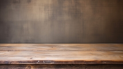 empty weathered or vintage wooden table corner in living room - obrazy, fototapety, plakaty