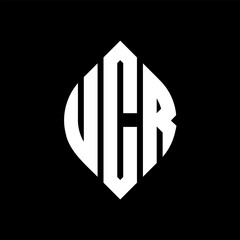 UCR circle letter logo design with circle and ellipse shape. UCR ellipse letters with typographic style. The three initials form a circle logo. UCR circle emblem abstract monogram letter mark vector.