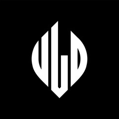 ULD circle letter logo design with circle and ellipse shape. ULD ellipse letters with typographic style. The three initials form a circle logo. ULD circle emblem abstract monogram letter mark vector.