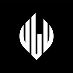 ULU circle letter logo design with circle and ellipse shape. ULU ellipse letters with typographic style. The three initials form a circle logo. ULU circle emblem abstract monogram letter mark vector.