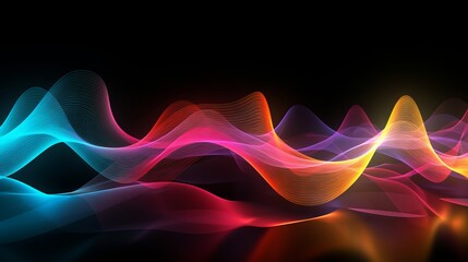 Vibrant Sound Wave on Black Background AI Generated