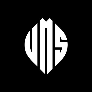 UMS circle letter logo design with circle and ellipse shape. UMS ellipse letters with typographic style. The three initials form a circle logo. UMS circle emblem abstract monogram letter mark vector.
