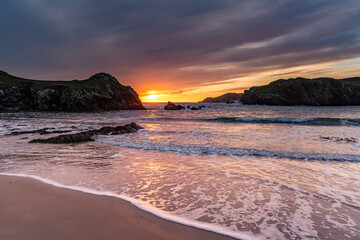 Sunset at Porth Dafarch Beach, Isle of Anglesey, Uk