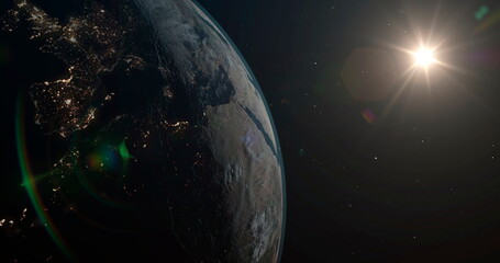 Earth in the outer space. Orbit of planet.
