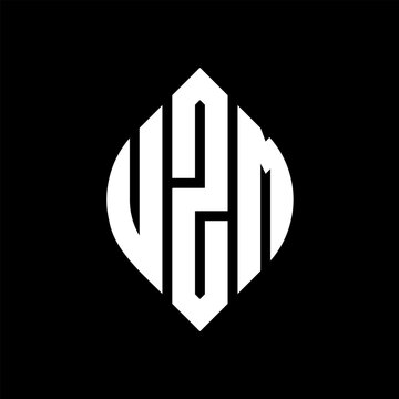 UZM circle letter logo design with circle and ellipse shape. UZM ellipse letters with typographic style. The three initials form a circle logo. UZM circle emblem abstract monogram letter mark vector.