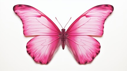 Pink Butterfly on White Background AI Generated