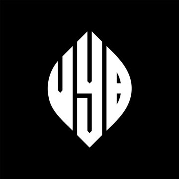 VYB circle letter logo design with circle and ellipse shape. VYB ellipse letters with typographic style. The three initials form a circle logo. VYB circle emblem abstract monogram letter mark vector.