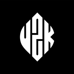 VZK circle letter logo design with circle and ellipse shape. VZK ellipse letters with typographic style. The three initials form a circle logo. VZK circle emblem abstract monogram letter mark vector.
