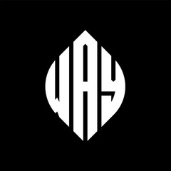 WAY circle letter logo design with circle and ellipse shape. WAY ellipse letters with typographic style. The three initials form a circle logo. WAY circle emblem abstract monogram letter mark vector.