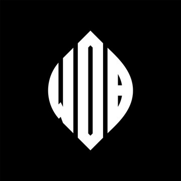 WDB circle letter logo design with circle and ellipse shape. WDB ellipse letters with typographic style. The three initials form a circle logo. WDB circle emblem abstract monogram letter mark vector.