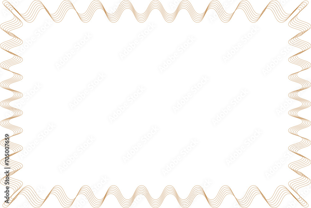 Aufkleber simple of frame. design vector rectangle with zigzag lines gold on white background. design print fo