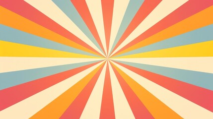 Bright and Colorful Vintage Striped Backdrop with a Sunburst Design AI Generated