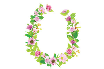 floral wreath hand drawn style design