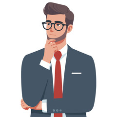 Business man thinking vector art illustration, thinking man vector