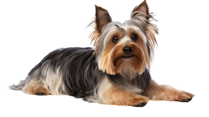 Biewer Terrier dog isolated on a transparent background