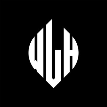 WLH circle letter logo design with circle and ellipse shape. WLH ellipse letters with typographic style. The three initials form a circle logo. WLH circle emblem abstract monogram letter mark vector.