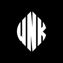 WNK circle letter logo design with circle and ellipse shape. WNK ellipse letters with typographic style. The three initials form a circle logo. WNK circle emblem abstract monogram letter mark vector.
